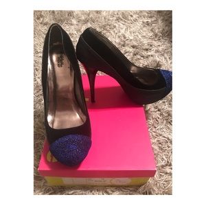 {Charlotte Russe} Black and Blue Glittery Pumps